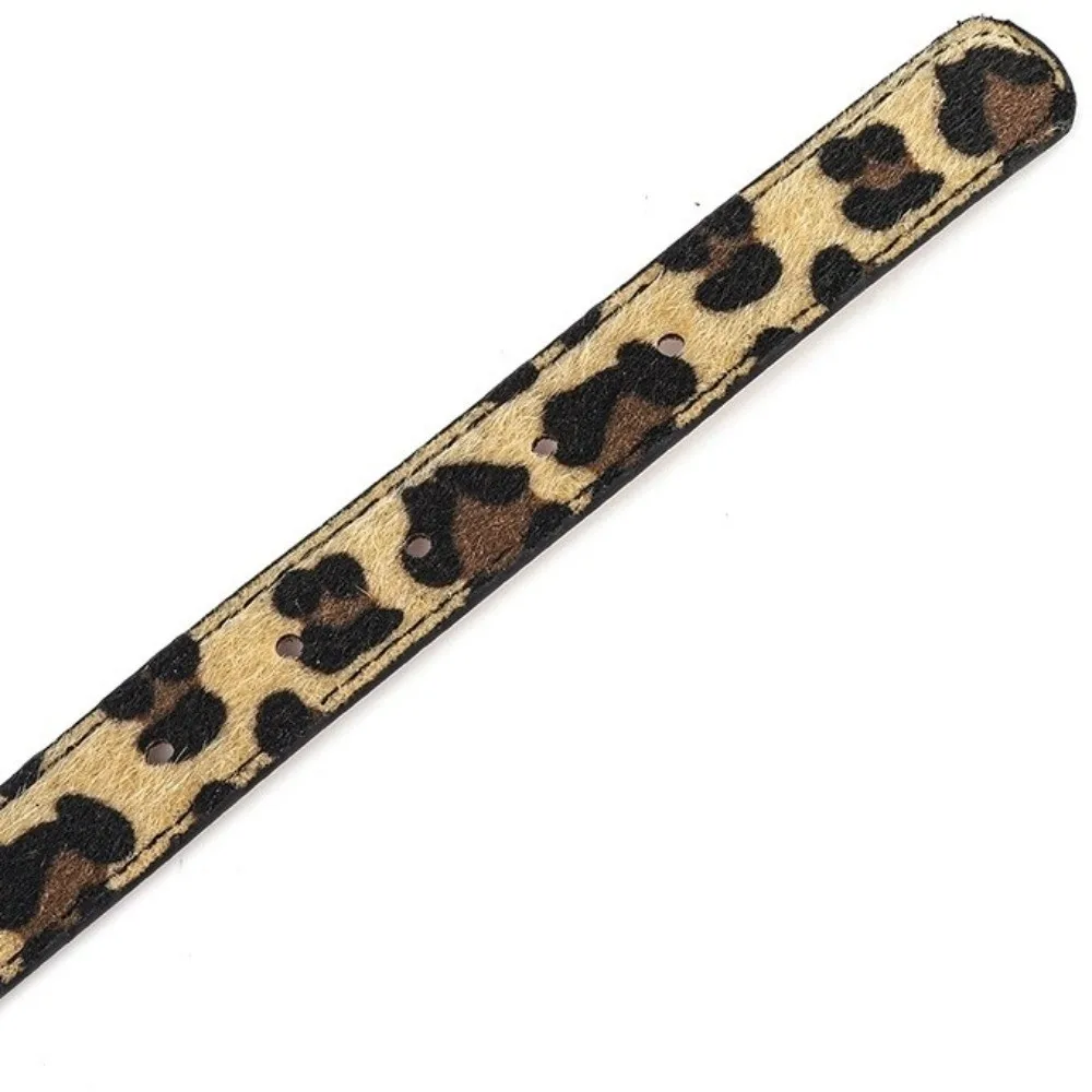 Fashionable Leopard Print Dog Collar PU Leather Pet Walking Leopard Dog Collar Wear Resistant Pet Collar Small Medium Dogs