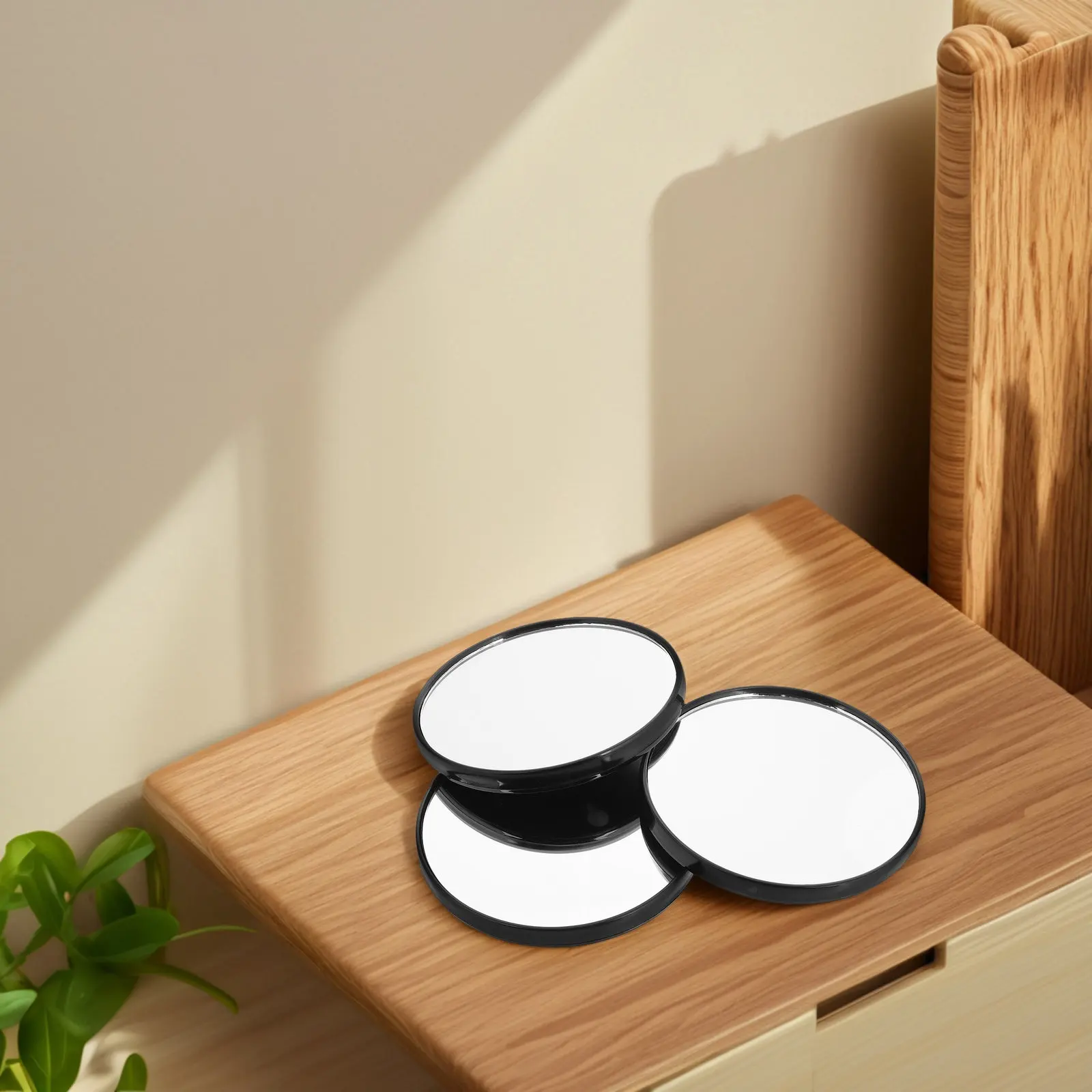 5X Magnifying Makeup Mirror 3 Pack Black Compact Round Travel Mirrors for Eyebrow Shaping and Pore Check