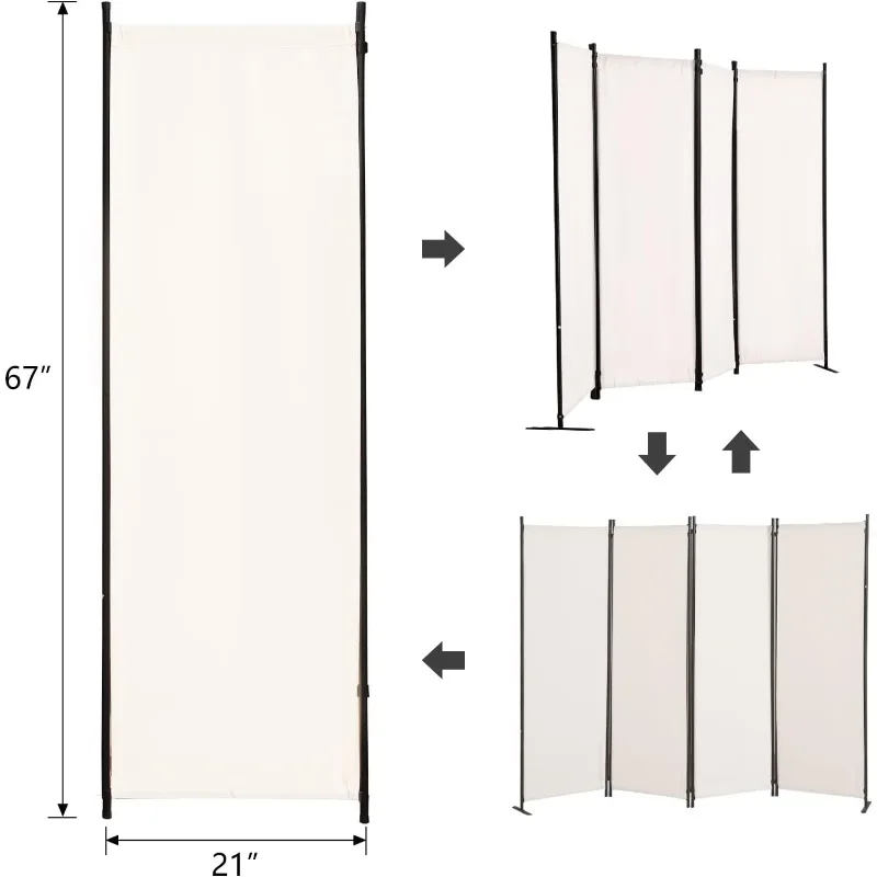 Room Dividers Folding Privacy Screens Screen Steel Frame& Frabic Office Partition