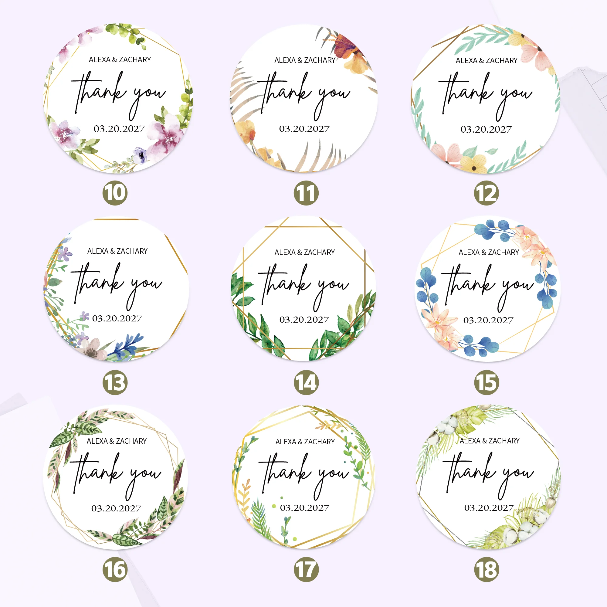 Custom Stickers for Wedding Round Custom Logo Labels of Flower Waterproof Personal design Stickers for Birthday,Gift Packaging view 3