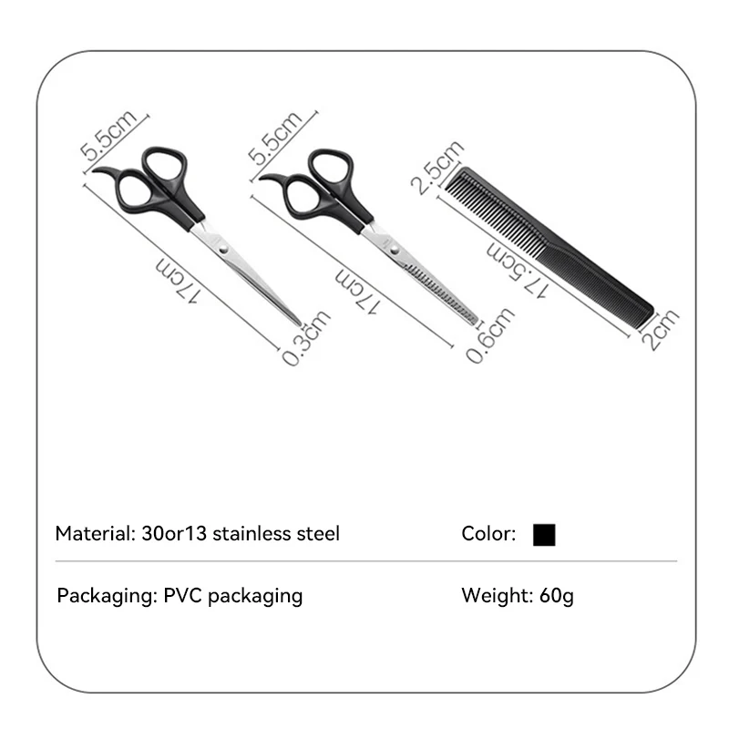 3pcs Scissors Sets-suitable For Hair Style And Cut Flat Scissors For Both Men And Women Suitable For Thin And Style Hair Tools