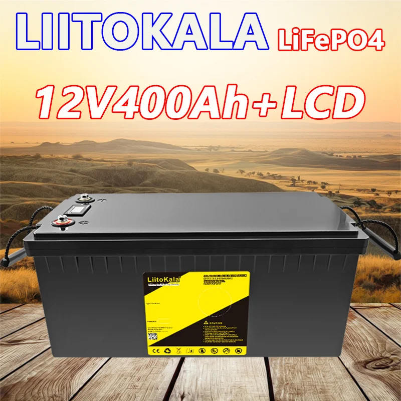 LiitoKala 12.8v 400AH Llifepo4 Battery With LCD Display 12V 400Ah for RV Xenon Light Solar Energy Storage Inverter