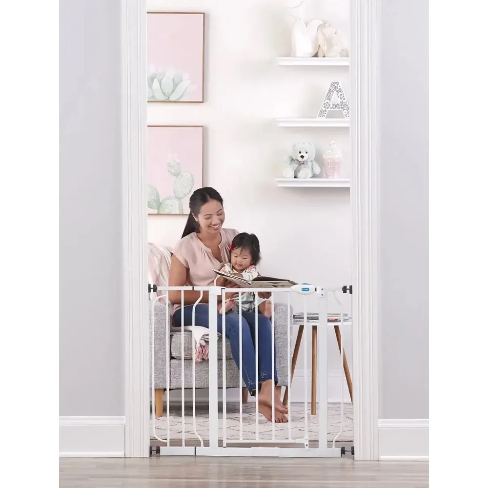 Extra Wide Baby Gate Metal Expandable with Walk Through Door