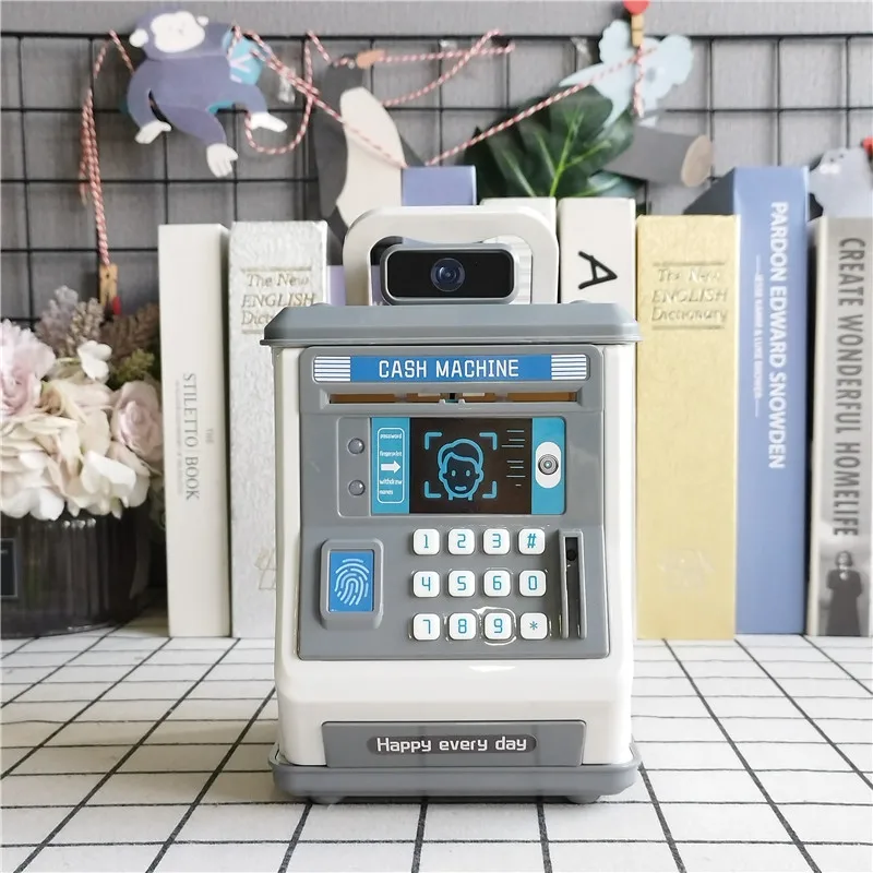 Automatic Deposit Teller Machine Toy Intelligent Password Card Swiping Face Recognition Savings Box Simulation Safe Piggy Bank