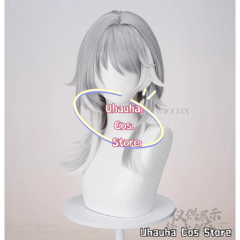Anime Game Honkai Star Rail Cosplay Cipher Fashion Gray And White Synthetic Wig Highlights Jirai Kei Girls Wigs Cos Customized