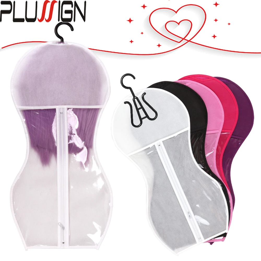 

New Shape Wig Storage Bag With Hanger Transparent Window Hair Extension Holder Dust-Proof Breathable Wig Bags For Home Salon​
