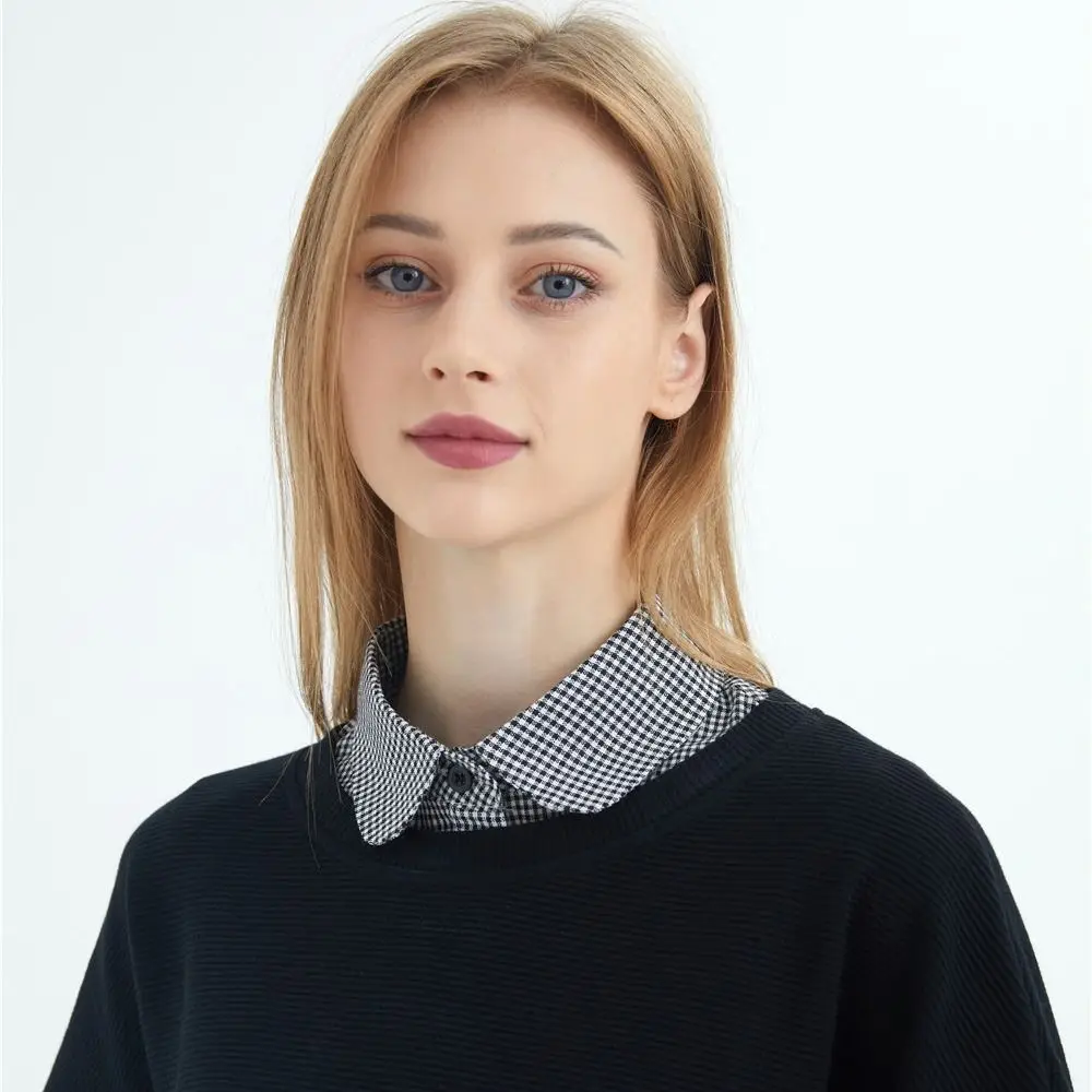 All-match Detachable Plaid Fake Collar Houndstooth Black Adjustable Neckline Sharp Collar Korean Style False Blouse Collar Women