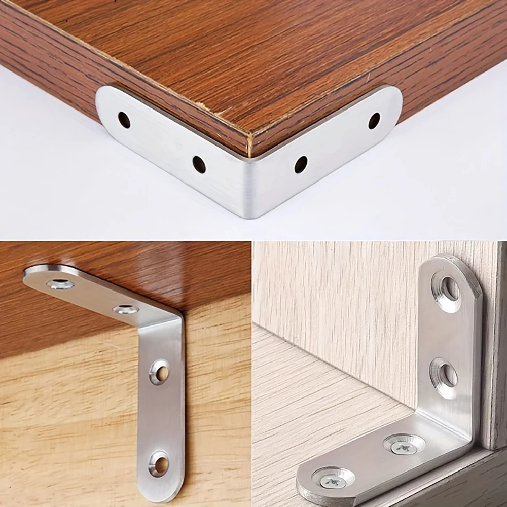 6 ชิ้นสแตนเลส 90 องศามุม L รูปวงเล็บ, 40 มิลลิเมตร X 40 มิลลิเมตร X 16 มิลลิเมตรมุมรั้ง Joint Bracket Fastener Heavy Duty โลหะ