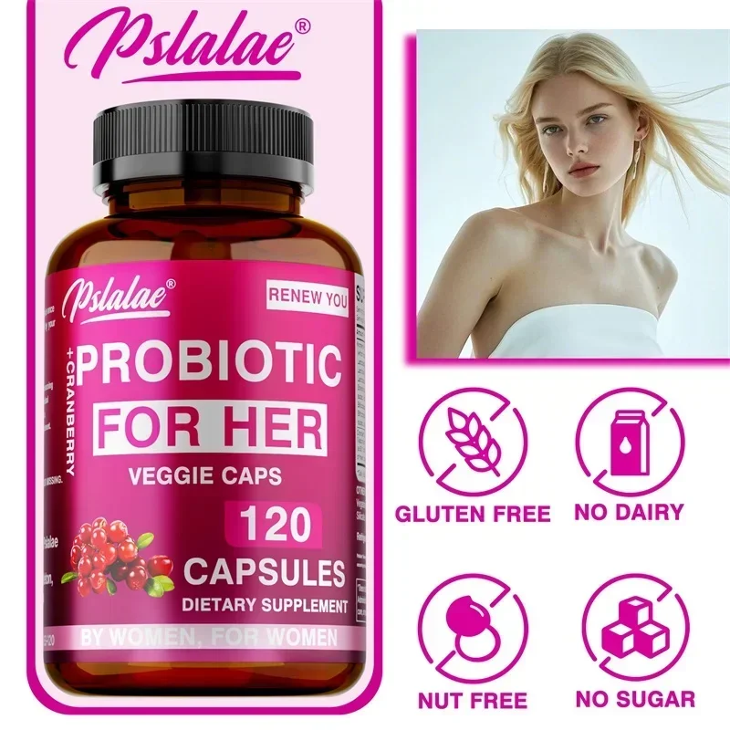 البروبيوتيك للنساء - مع البريبايوتيك، والإنزائم الهضمية والتوت البري، ودعم المسالك البولية، والجهاز الهضمي، وصحة الأمعاء