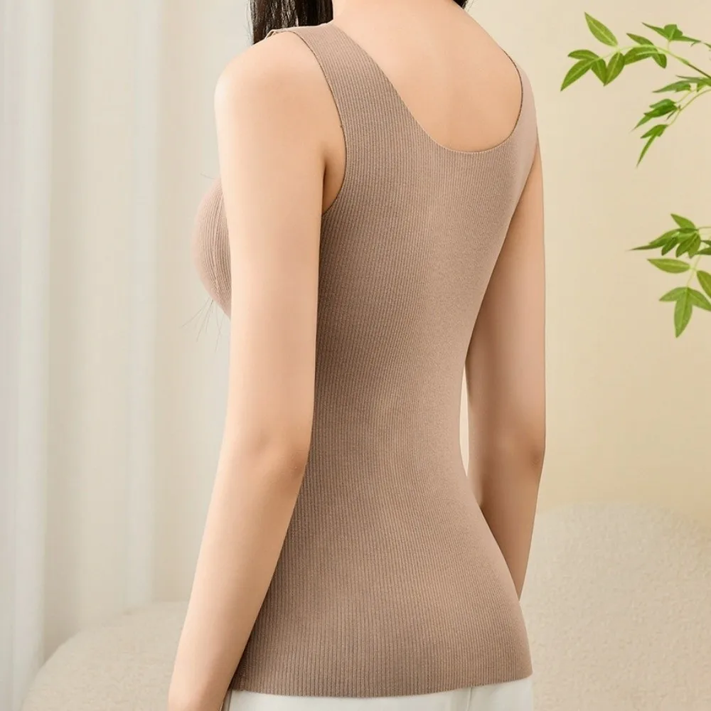 Camisola térmica adelgazante sin mangas con copas acolchadas, ropa interior térmica, forro polar de terciopelo, Control de barriga