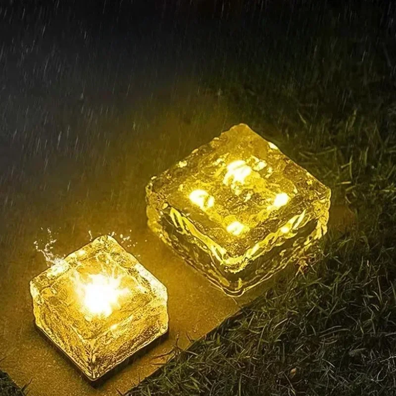 Outdoor Courtyard Solar Ice Brick Lamp Home Sensing Landscape Lamp Garden Step Decoration Square Ice Cube Lamp