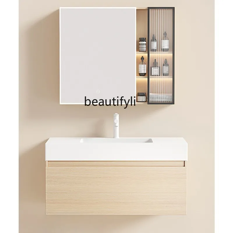 

1309 Stone Plate Ceramic Seamless Basin Smart Bathroom Cabinet Combination Wash Basin Washbasin