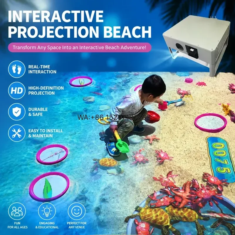 Wmwmnu Interactive Projection Sand Beach Game Motion Sensing Floor Projection Kids Sand Pool Equipment for Mall Indoor