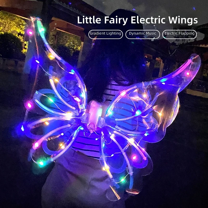 LED Light Up Electric Wings, Colorful Pet Dog Toy, Kids Dinosaur Christmas Wing Costume, Glowing Back Accessory