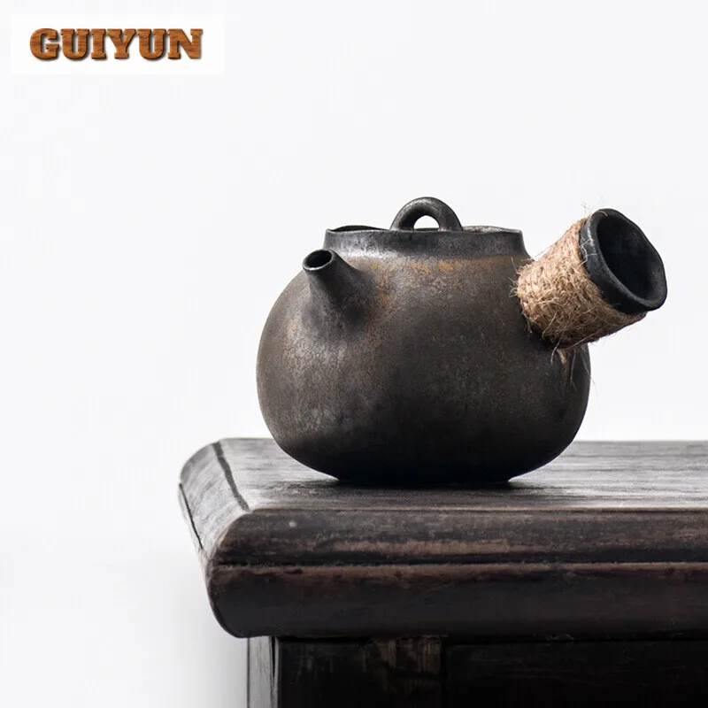 

Gilt Iron Glaze Teapot Japanese Style Vintage Ceramic Mini Kung Fu Tea Set Teapot Portable 180ml Single Tea Pot Office Household