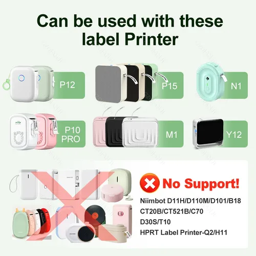 Imagen 2 del producto Marklife P15 P12 M1 rollos de papel de etiqueta térmica blanca 3/5/10 paquete 12*30mm 14*30mm 15*30mm 15*50mm papeles adhesivos