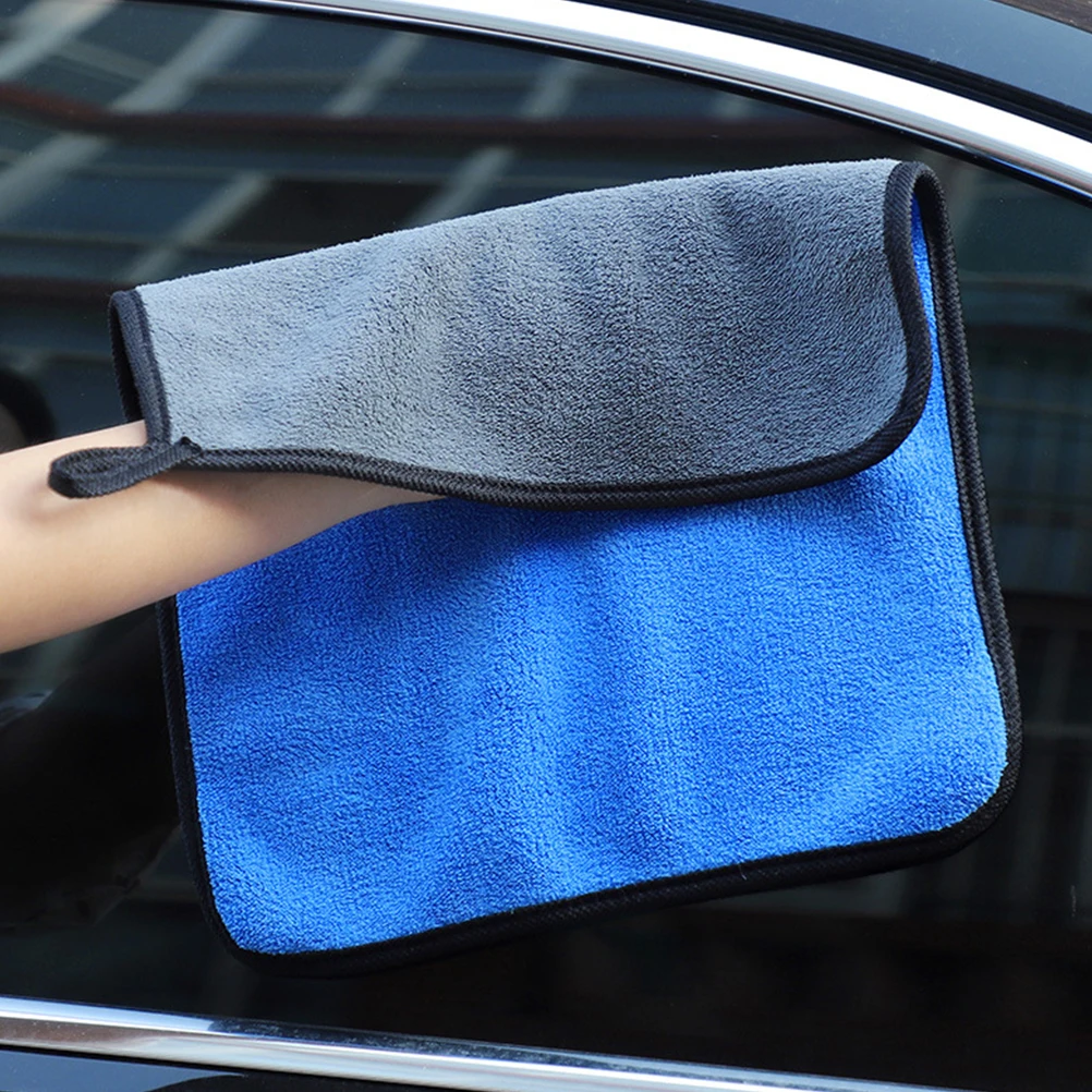 

4Pcs Towels Coral Fleece Soft Absorbent Drying Car Wash Cloth 30x30cm Blue 400g Vehicle Glass Cleaning