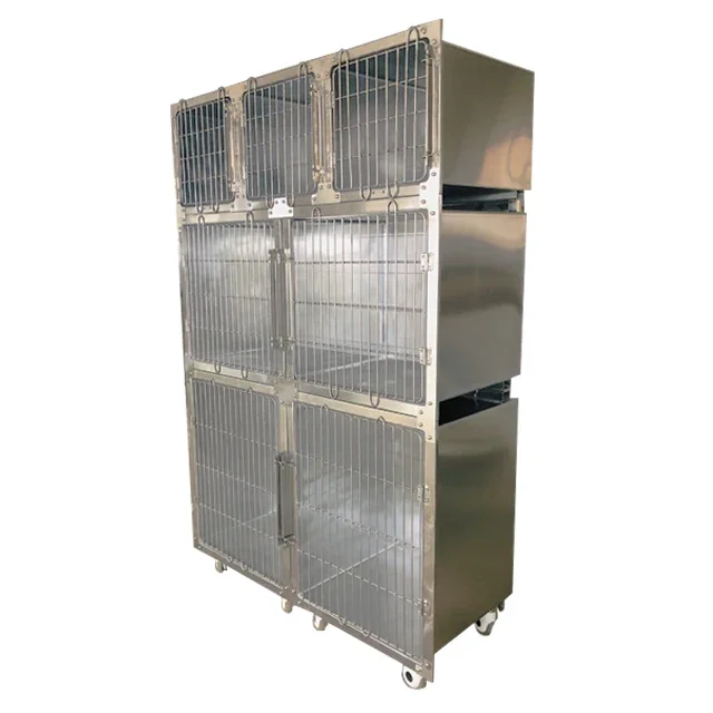 Custom 304 Stainless Steel Veterinary Dog Kennel Cage Bank