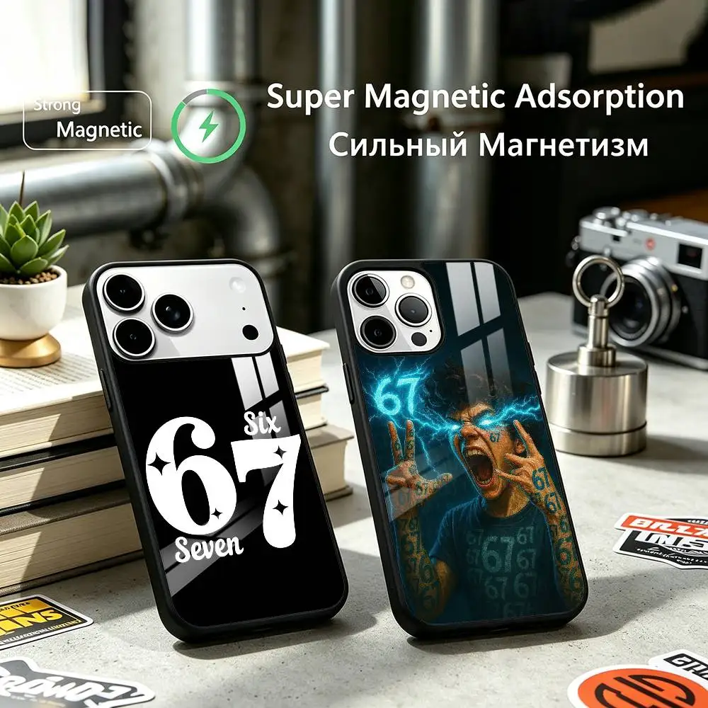 67 Six Seven Meme  Phone Case For iPhone17,16,15,14,13,12 Plus,Pro Compatible with magnetic wireless charging