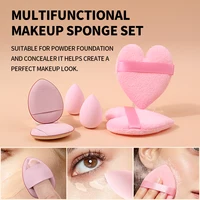 6Pcs Heart Shape Makeup Puff Set Dry Wet Dual Use Makeup Sponge Foundation Powder Puff With Storage Bag Cosmetic Makeup Tools
