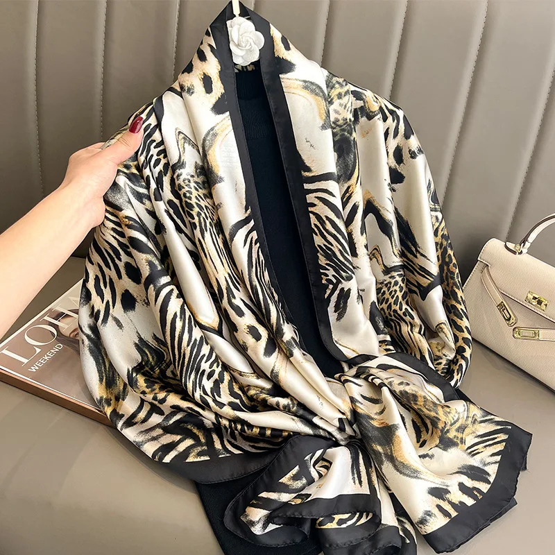 Spring Scarf Women\'s Luxury Design Scarf Silk Smooth Scarf Soft Muslim Headband Shawl Beach 85x180cm