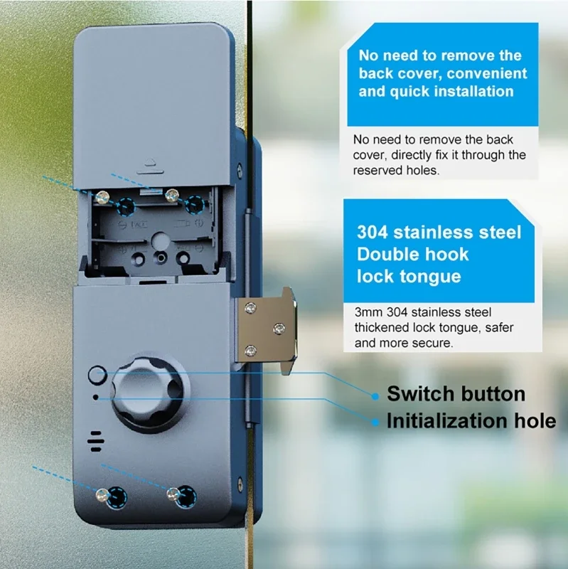 

Умные дверные замки Tuya Bluetooth отпечаток пальца/пароль/карта/ключ разблокировки цифровой дверной замок без перфорации для стали/дерева/железа