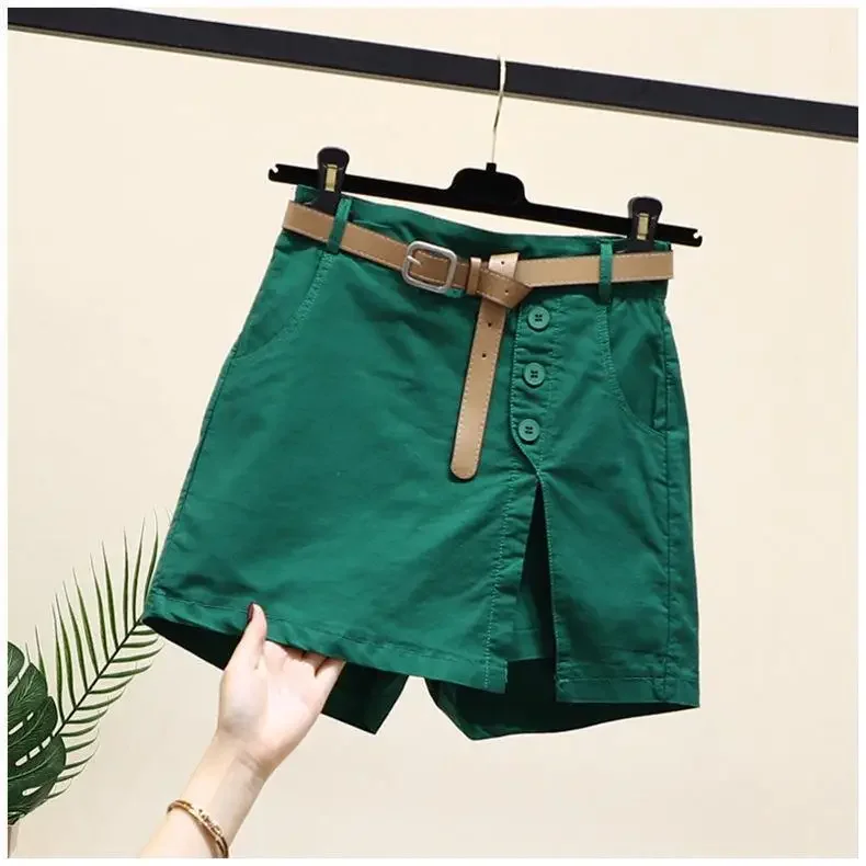 High Waist Slim Oversize Culottes Shorts Summer Women New Korean Skinny A-line Skirts Szorty Fashion Casual Split Pantaloncini