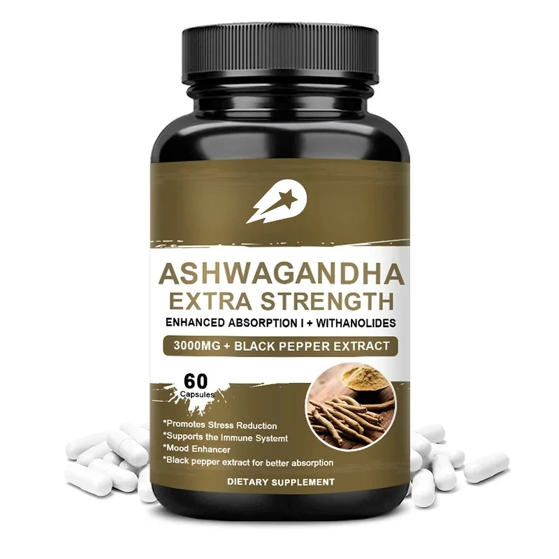 

Ashwagandha Capsules for Relieves Anxiety Stress , Enhance Stamina, Energy and Focus Premium Supplement Non GMO Vegan
