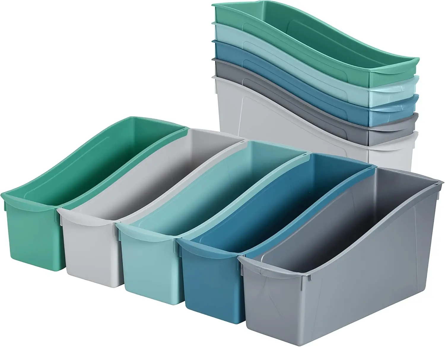 

Interlocking Book Storage Bins, 10-Piece Set for Classroom Organization and Easy Access