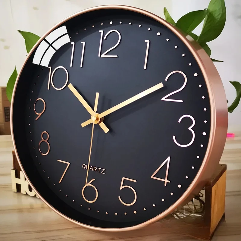 Quartz Clock, Modern Minimalist Plastic Living Room Digital Clock, 12 Inch Wall Clock