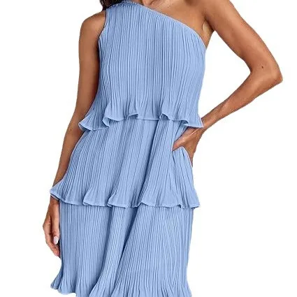 Pure Color Asymmetrical oulder Splicing Hemline Women's Dr Cake Skirt High Waist Wool Fabric Svel Travel Wear