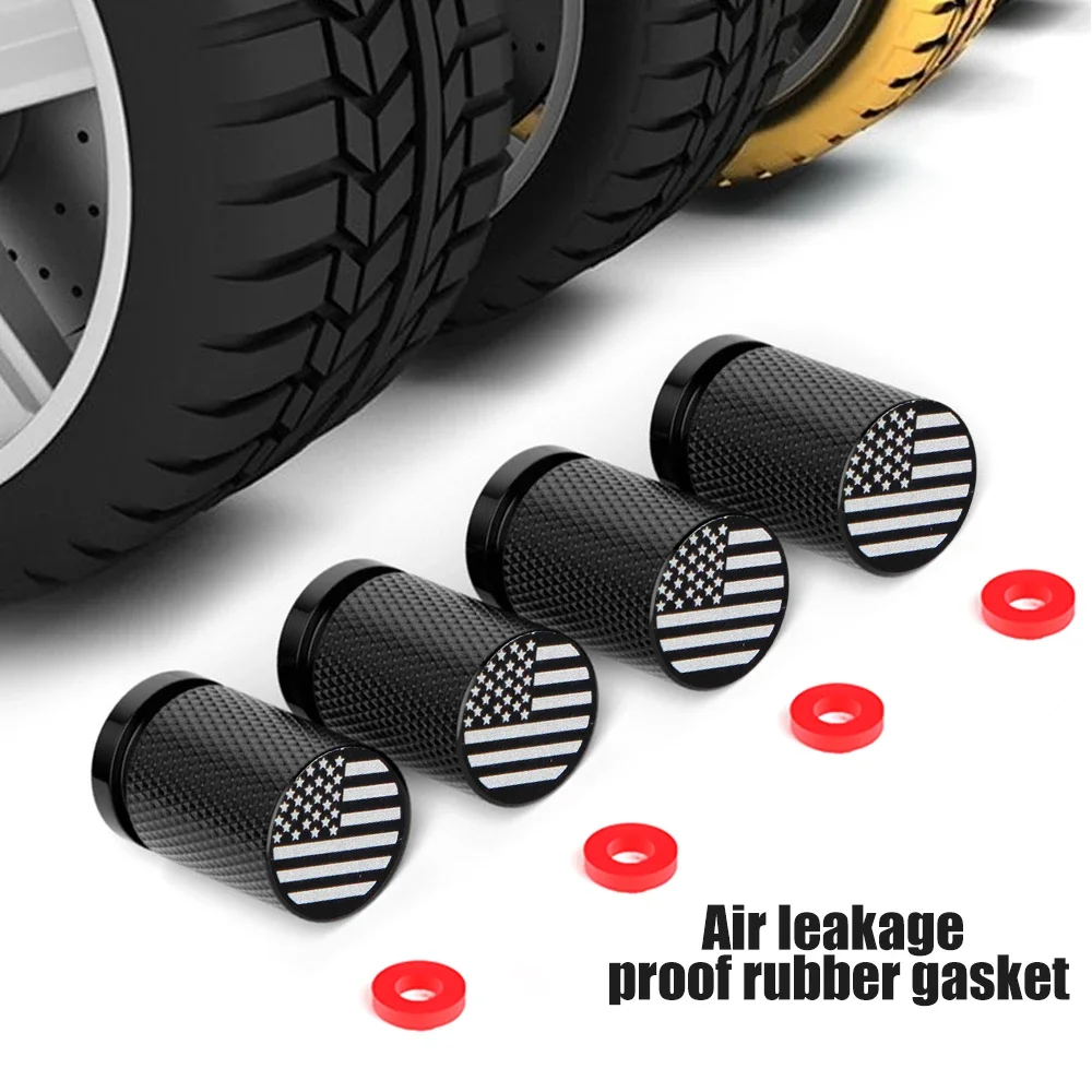 4Pcs Car Metal Tire Valve Stem Cap, Universal Car Tire Aluminum Valve with Rubber Ring Gasket Tire Rim Dust Cover for Cars, SUVs