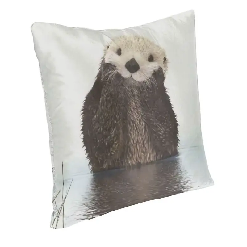 Kawaii Sea Otter Throw Pillow Cover Home Decor Pet Animal Cushion Decoration Salon Square Pillowcase Double-sided Printing