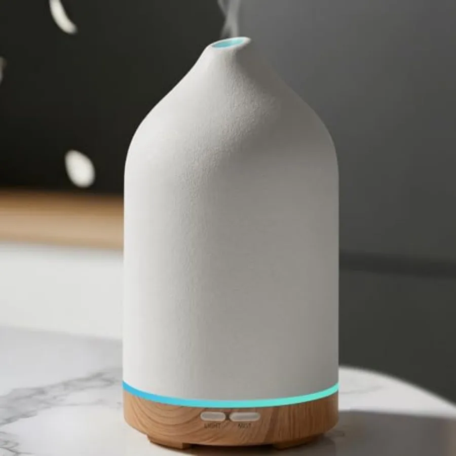 

120ML Ceramic Essential Oil Diffuser, Ultrasonic Aromatherapy Diffuser with 7-Color Lights, Auto Shut-Off, Quiet Oil Diffuser f