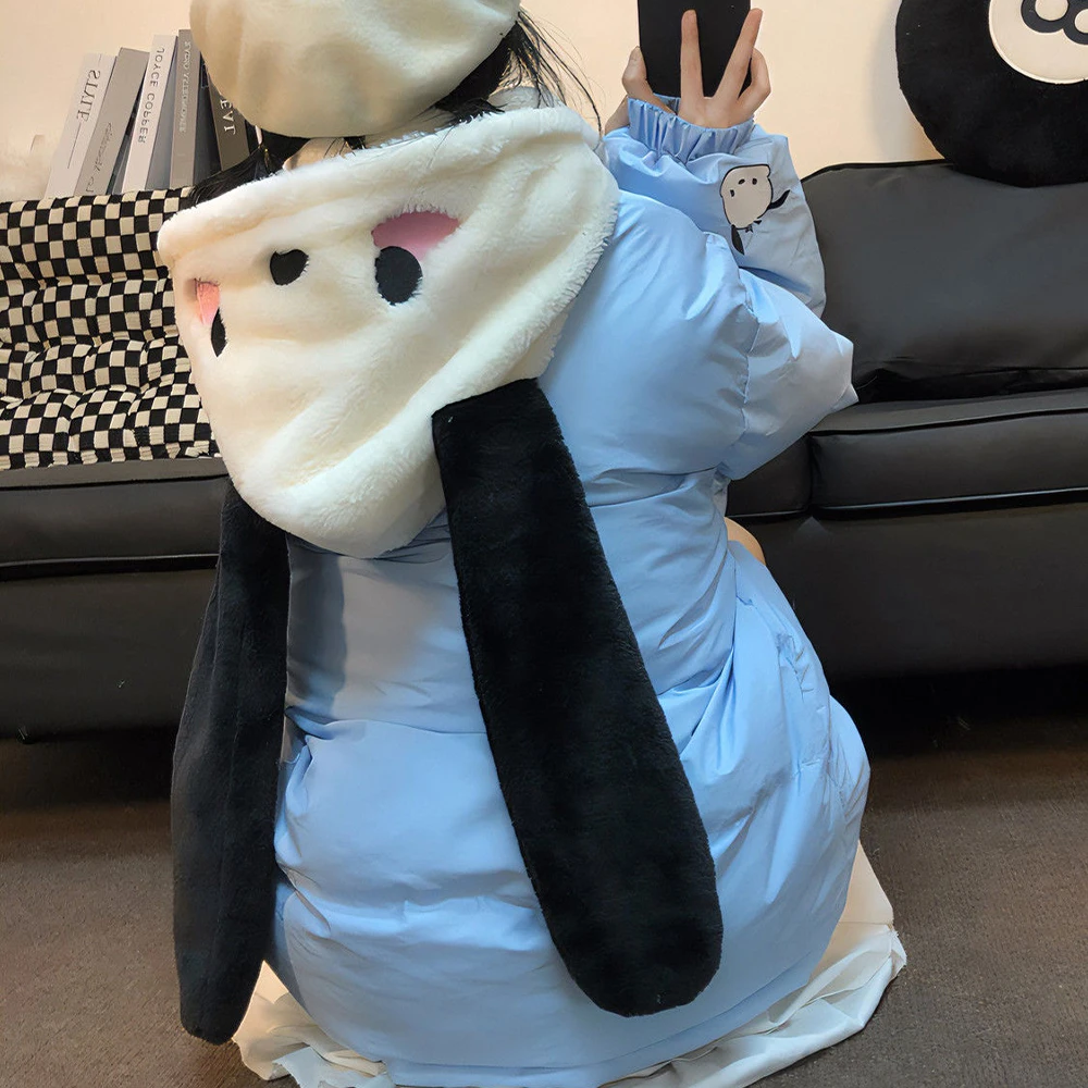 

Anime Pochacco Winter Girls Down Jacket Cartoon Cute My Melody Thicken Cotton Clothes Stand Collar Coat Loose Warm Sweet Tops