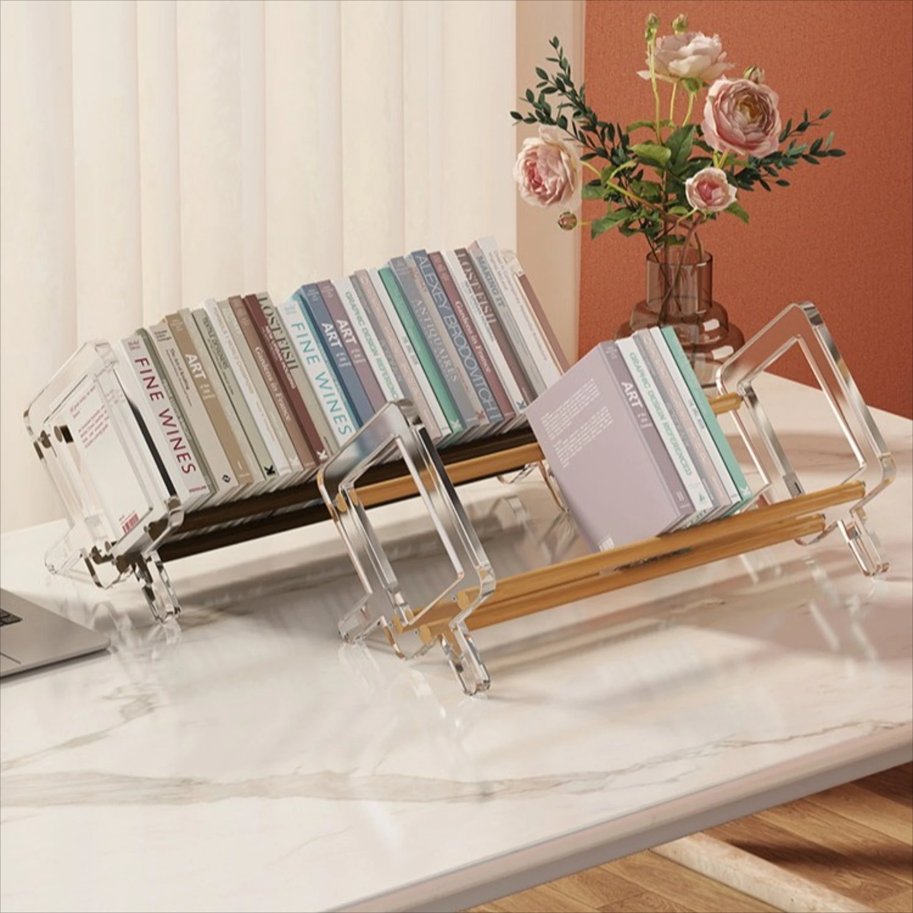 A New Premium Sturdy Mini Desktop Bookshelf & Display Rack, Multifunctional Organizer for CD Albums, Books, Office & Home Use.