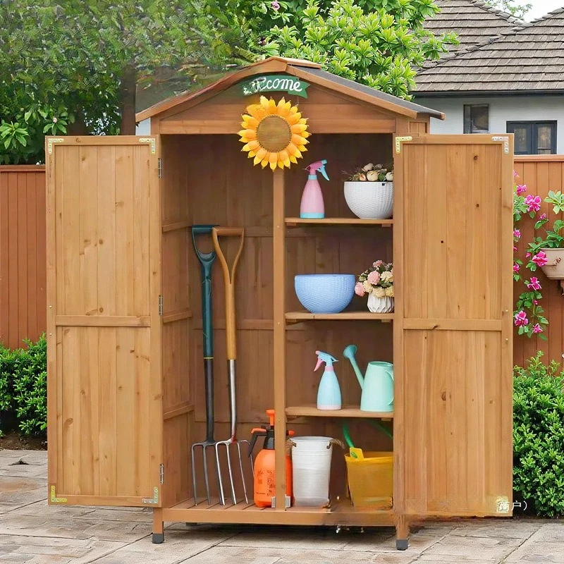 

Outdoor toolbox, locker, waterproof and sunscreen solid wood cabinet, garden courtyard utility room, indoor balcony storage cab