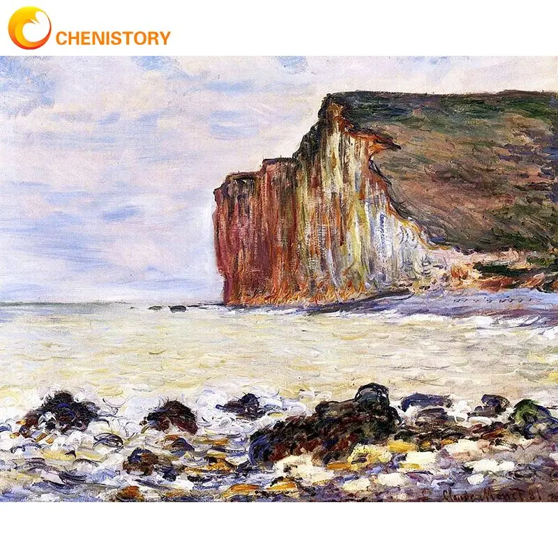 CHENISTORY Abstract Painting By Numbers Paint Kit Coloring By Numbers Cliff And Sea Canvas Painting For Adults Diy Gift