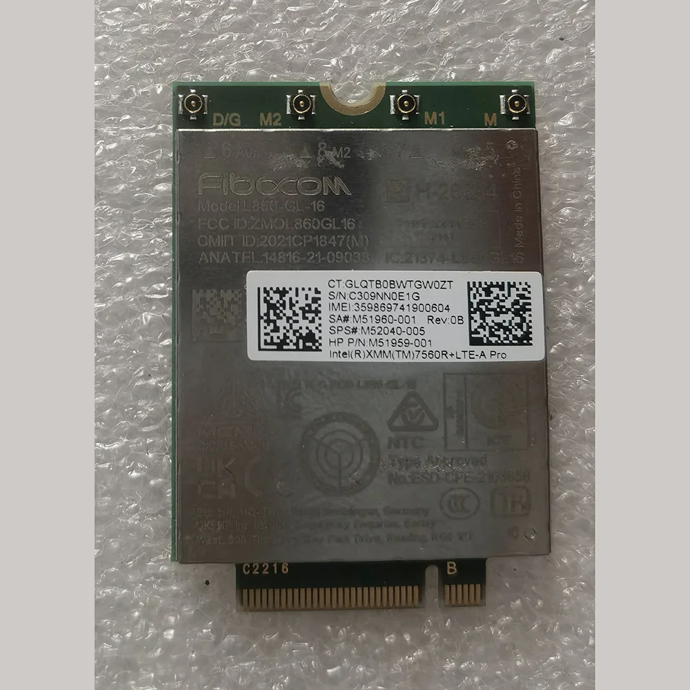 Модуль Fibocom L860-GL-16 LTE Cat16 M.2 для ноутбука HP EliteBook X360 1040 G5 830 840 850 Elite X2 Spectre 14U 13T Z1 Entry Tower
