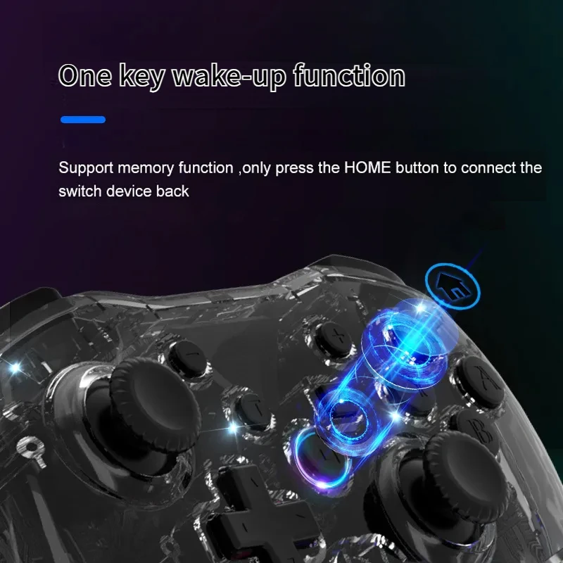 Transparent Wireless BT4.0 Gamepad 2.4g Dual Motor Vibration Game Controller Smart Light Crystal Game Handle For Switch Phone PC