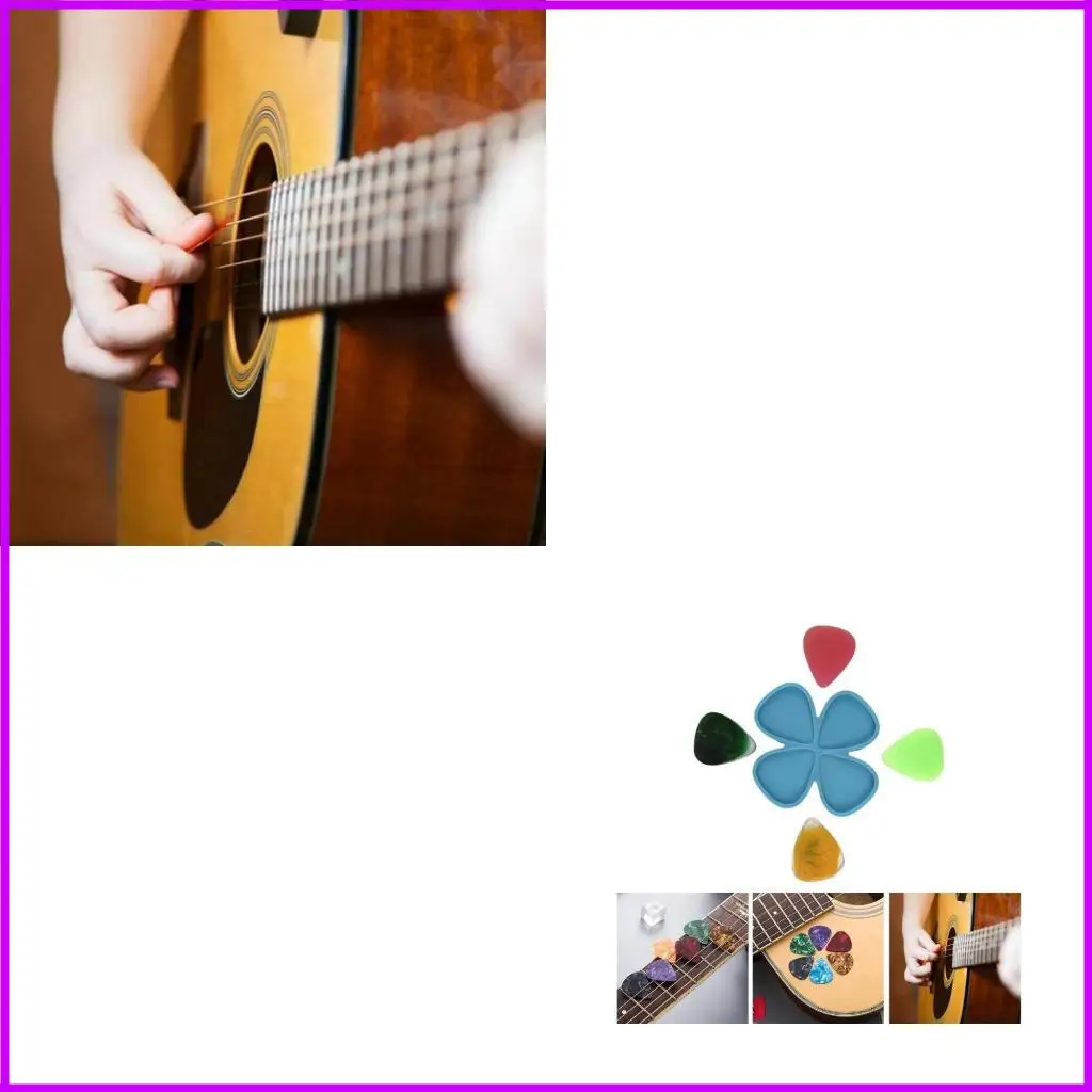 

4 Pcs/Set DIY Reusable Picks UV Epoxy Casting Mold Universal Guitar Picks Resin Mold Guitar Plectrums Silicone Mould