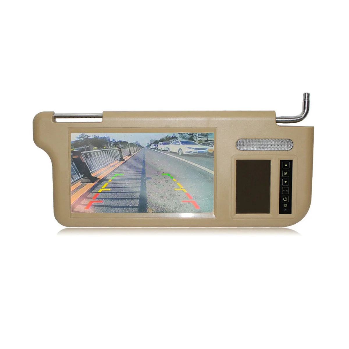 7Inch Beige Car Left Sun Visor Rear View Mirror Screen LCD Monitor 2 Channel