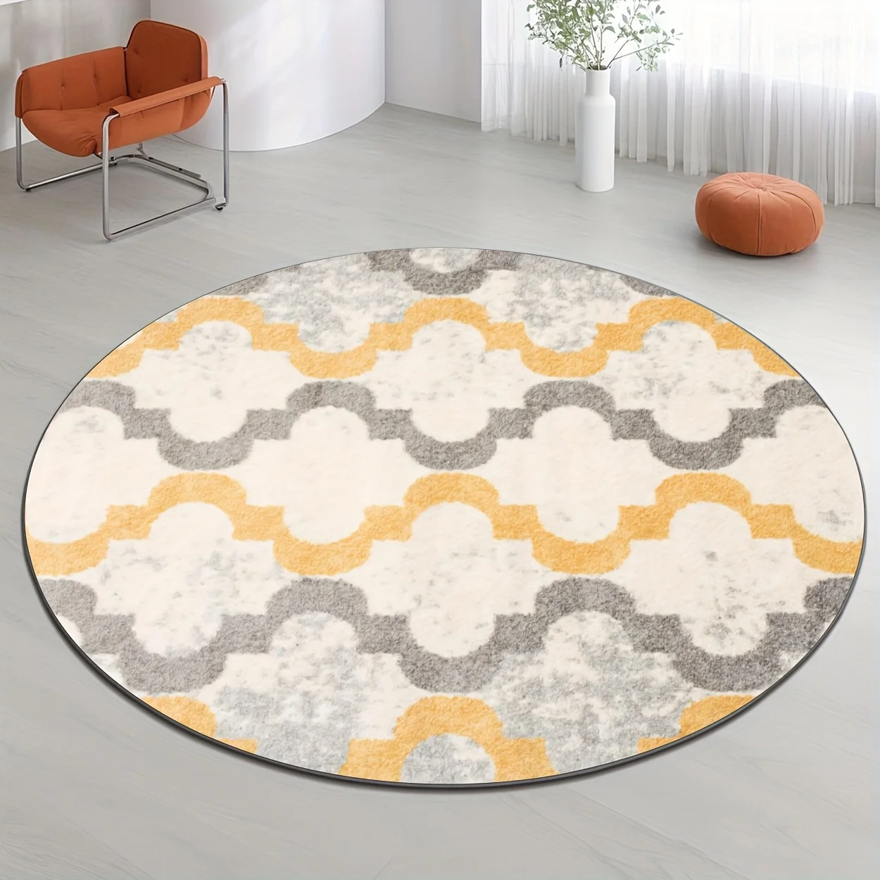 Vintage Checkered 2d Print Entrance Mat Retro Circular Non Slip Pad For Cafe Office Hotel Lobby Lounge Space