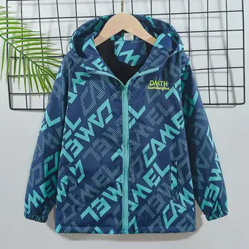Boys Waterproof Hooded Outdoor Jacket 4 Boys Fashion Outdoor Jacket Thick Winter Waterproof Jackets For Kids Warm Clothes Autumn Boy's Windbreaker Hooded Coat 4