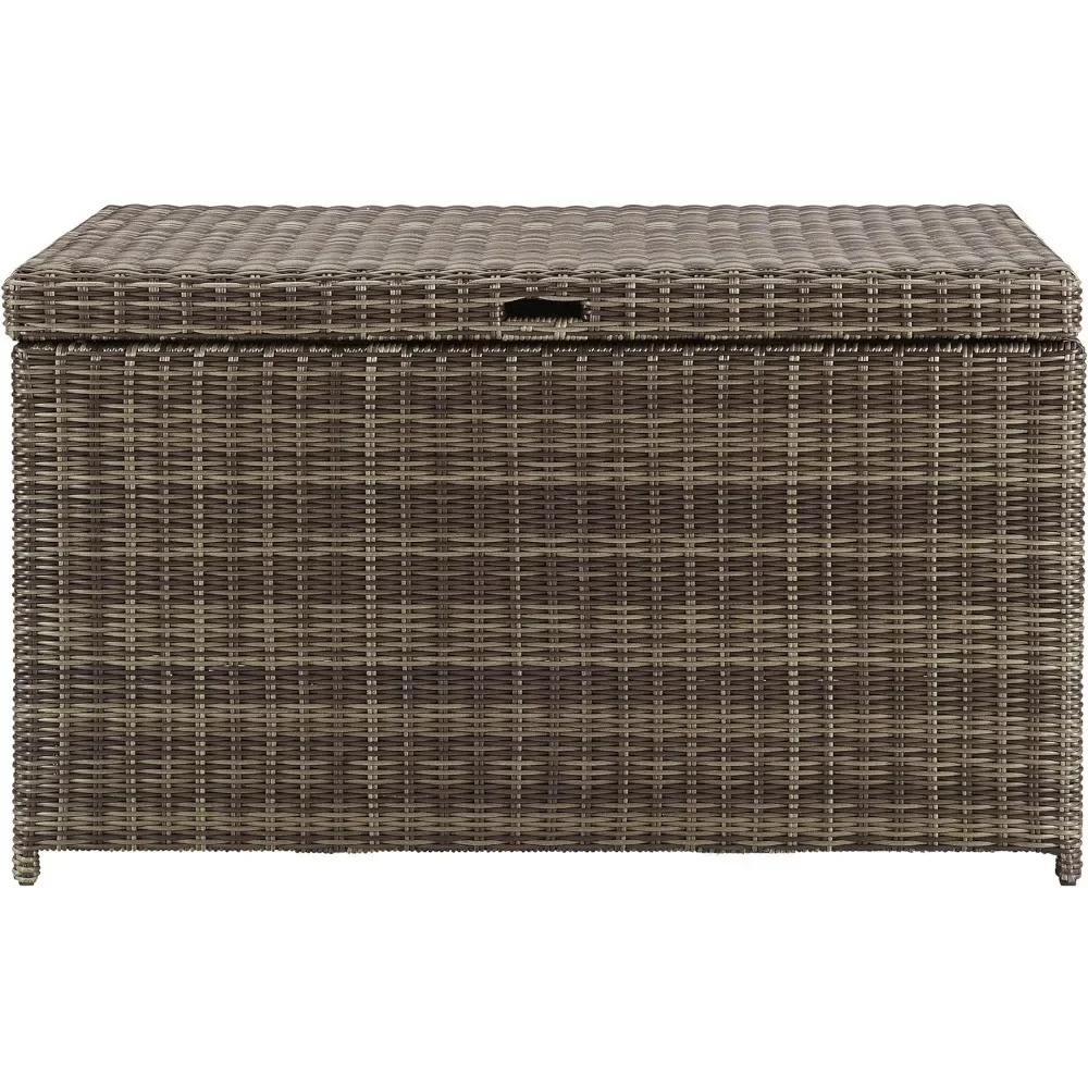 Bradenton Outdoor Wicker Storage Bin - Weathered Brown Camping Box Plastic Containers Open Closets Safe Deposit Basket