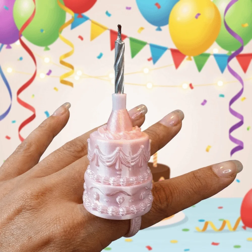 3D Cake Ring Candle Holder Silk Finish European Style Birthday Cake Ring Cute without Candle Mini Cake Candle Ring Photo Prop