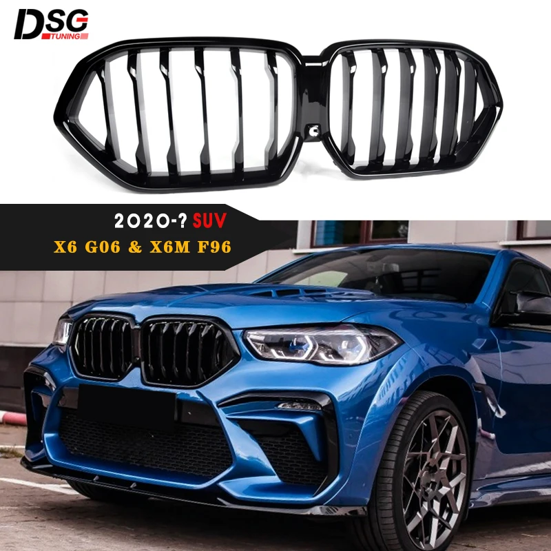 

G06 Grill Gloss Black Front Bumper Single Line Grille Grill For BMW New X6 Series G06 X6M F96 2020-Present ABS Racing Grille