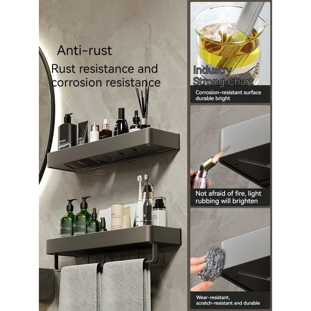 Gun Gray Bathroom Storage Rack Wall-Mounted bathroom shelves Machine Top Punch-Free Bathroom Wall Storage Rack