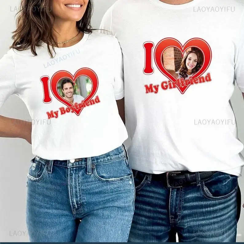 I Love My Boyfriend Tshirt Custom Photo Boyfriend Custom Shirt I Love My Boy Photo Shirt Cotton Shirt Gift for Valentines Day