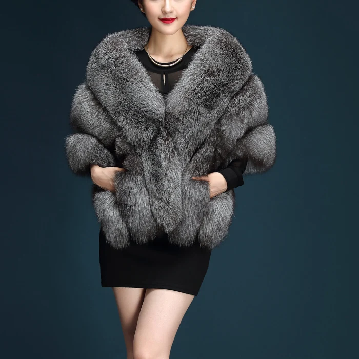 

Women's Winter Clothes Imitation Fox Fur Shawl Women's Wedding Cloak Dress and Cheongsam Cape Coat